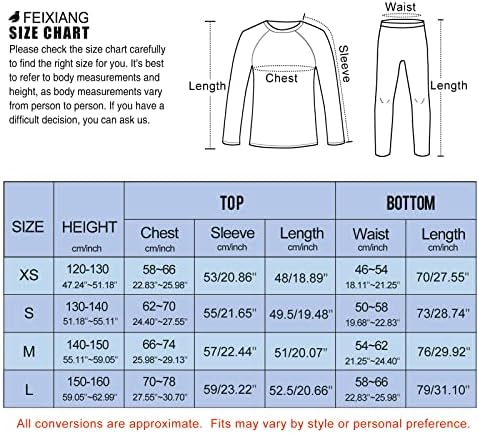 Фексианг термичка долна облека за дете, Лонг nsонс поставува основни слоеви кошули со долг ракав и панталони момчиња зимски ски ладно време