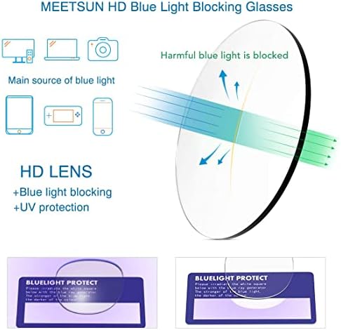 MEETSUN 3-Пакет Сина Светлина Блокирање Очила, Анти Очите Вирус Главоболка, Компјутерски Очила УВ400 Објектив