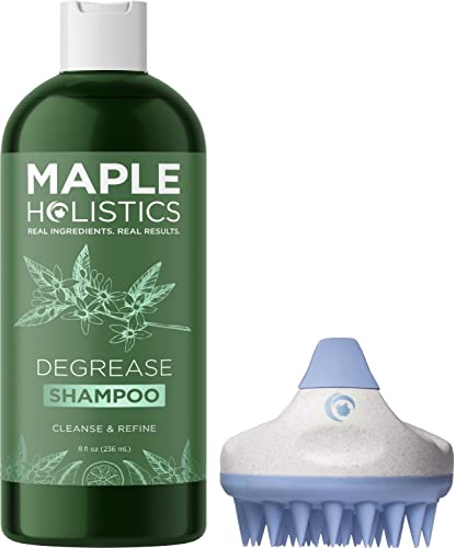 Дополнителен разјаснувачки шампон и чистач на скалпот - шампон за чистење на сулфат за мрсна нега на коса со четка за шампон за