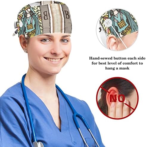 Медицински капачиња за Muooum, прилагодливо работно капаче со копчиња и ласкава коса