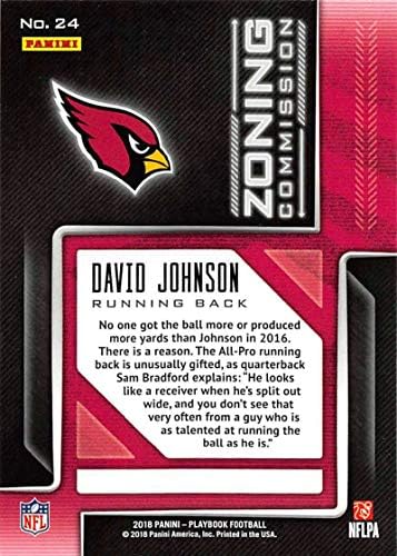 2018 Комисија за зонирање на книги во Панини 24 Дејвид nsонсон Аризона кардинали НФЛ Фудбалска трговска картичка