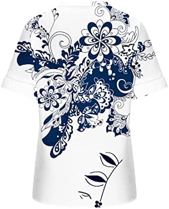 Maseенски блузи мода 2023 пролетно летно плажа обичен принт лабава маица со кратки ракави Топ блузи