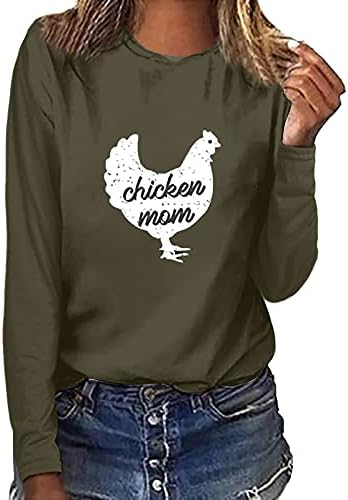 Женски случајни долги ракави печати тркалезни врат лабава вклопени блузи маички џемпери за џемпери на врвови на врвови кошули лабава