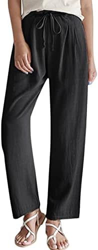 Rongxi жени обична цврста боја Панталона панталона лабава еластична панталона од половината, панталони, елегантна лабава мода права пантомана панталони
