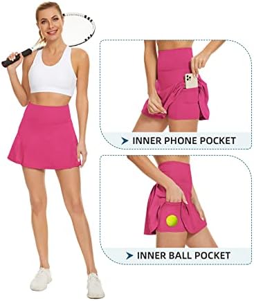 Коморебински женски тенис здолниште со здолништа со високи здолништа за голф, здолништа со џебови со џебови, здолништа со атлетски тренинзи