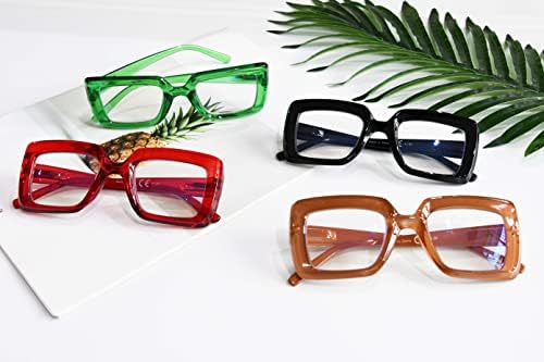 Очила за прогресивно читање со 4-пакети со очила за читање сина светлина за жени без никакви повеќефокални читатели на линија