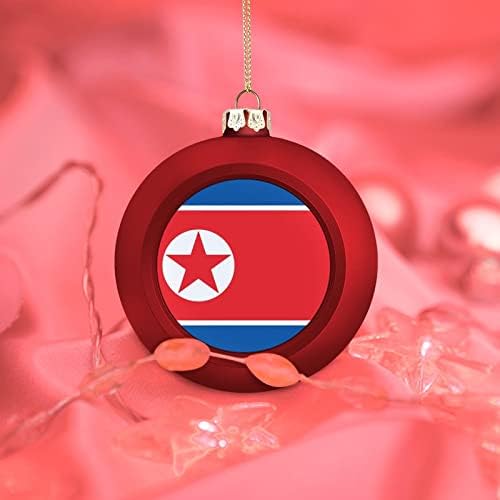 Божиќна топка за божиќни топка, знаме на нации, Северна Кореја со знаме на знамето на знамето, виси чувар за роденденски подарок