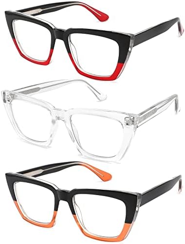 3 Спакувајте Преголеми Очила За Читање За Жени Блокирање На Сина Светлина Стилски Читачи На Компјутери За Мачкини Очи Очила За Дами Со