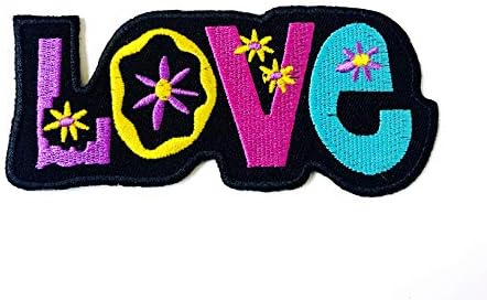 Црните loveубовни цвеќиња го сакаат мирот хипи -цртан филм лого извезено шиење на железо на лепенка за ранец фармерки јакни