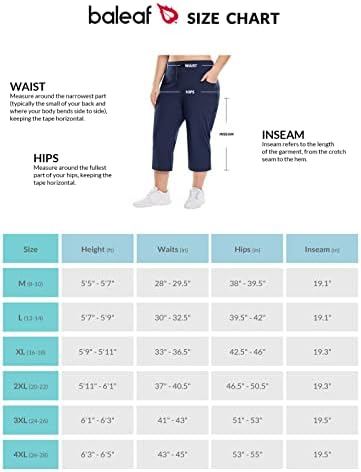 Baleaf плус големина капри панталони за жени со високи половини влечење на џебови случајно лето