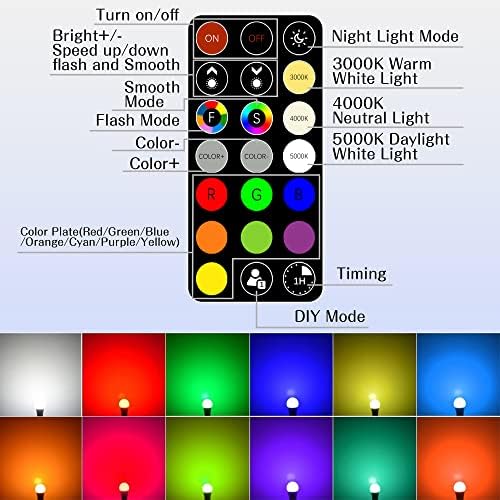NAWVACE RGB Боја Менување На Сијалицата Со Далечински Управувач, 5w 40W Обоени Сијалица Затемнети 450lm E26, 30 БОЈА RGB Сијалица ЗА