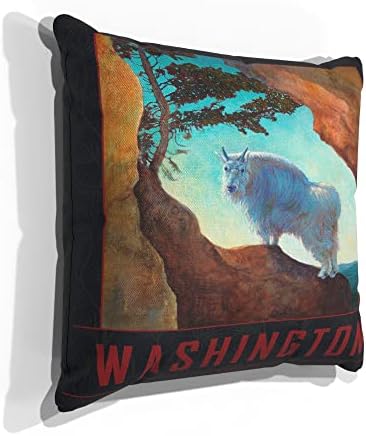 Планината Коза од Вашингтон Фрла перница за кауч или софа дома и канцеларија од нафтено сликарство од уметникот Кари Лер 18 x 18.