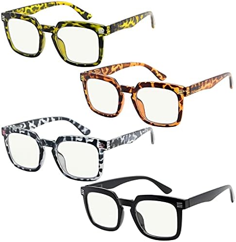 Очикепер со 4-пакувања Прогресивни очила за читање со мултифокуси, сини светло блокирање на жени без редови мултифокални читатели +2.0