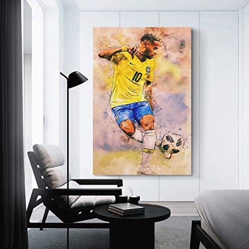 Нејмар постер фудбалски постер за момчиња соба платно wallидна уметност во спална соба декор 12x18inch