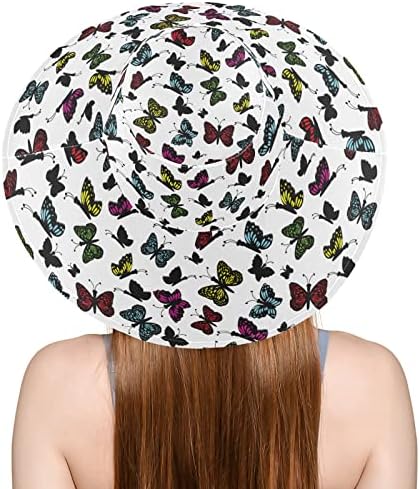 Mnsruu широки капачиња за жени жени пеперутка Сонце капа пакувано сонце визири лето плажа капа за УВ заштита