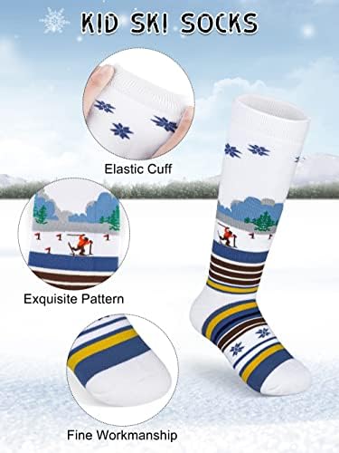 Коораби 2 Пара Деца Скијачки Чорапи Деца Зимски Топли Термални Снежни Чорапи Меки Чорапи За Чизми За Скијање Сноуборд Лизгање