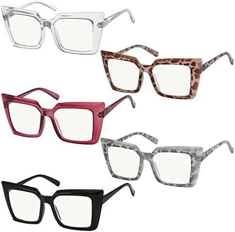 Eyekepper 5-пакет Прогресивни очила за читање со мултифокуси, сини светло блокирање на жени без редови мултифокални читатели