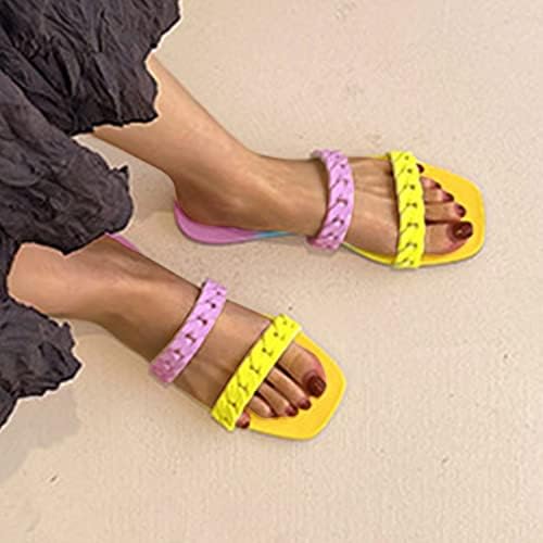 Папучи за жени во затворен ланец на отворено пролетно плажа Виножито Шарено лето лето летни флип -флип сандали пред -слатки меурчиња