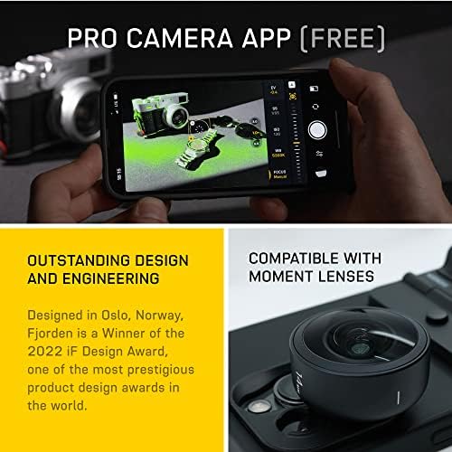 Fjorden Pro пакет за iPhone 14 Pro - Вклучува зафат на фотоапаратот, телефонски куќиште компатибилен со Magsafe, лента за црни зглобови, кутија