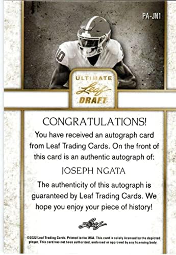 2022 Лист Крајниот нацрт-портрет Б/W Сребрена PA-JN1 Joseph Ngata RC Rookie Auto NFL Football Trading Card