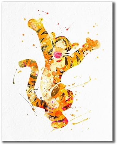 Вини Пух акварел отпечатоци - Расаднички wallидни уметнички декор отпечатоци - сет од 4 фотографии тигер ееоре прашка
