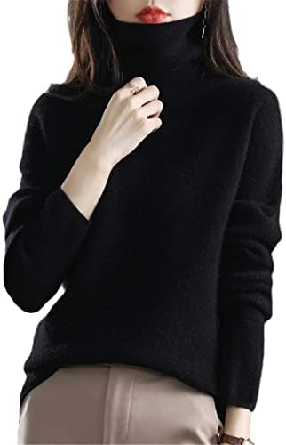 Женски срцев џемпер пуловер со висока врата од врата, обични плетени врвови есенски зимски јакна топло пулвер џемпери