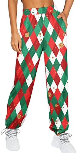 Wocachi жени Божиќни кинчари дното џемпери со високи половини спортски атлетски вклопувани панталони панталони со џебови со џебови