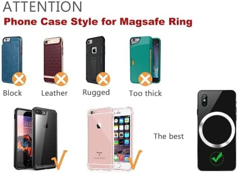 Wynk Магнетски Безжичен Полнач Универзални Метални Прстени 6 ЕЕЗ Компатибилен за Полнач Apple Magsafe, Компатибилен Со Iphone