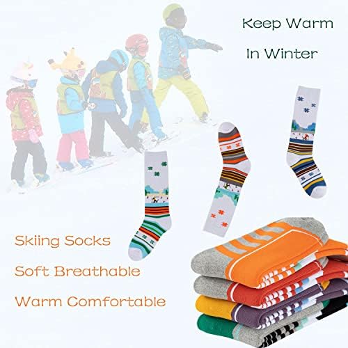 Детска скијачка чорапи за деца, 2 пара /3 пара колено топло памучно сноуборд чорапи за момчиња девојчиња дете на отворено.