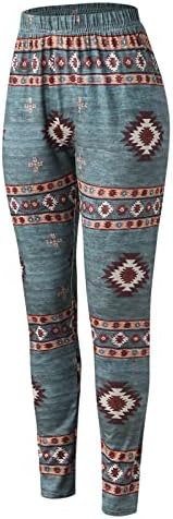 XXBR женски хеланки хеланки меки четкани Божиќни глуждови панталони Етнички графички печатени јога панталони погодни за подигање