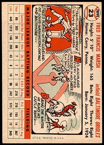 1956 година Бејзбол 23 Фреди Марш Балтимор Ориолес одличен сив бек