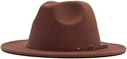 Qxuan плажа капи за жени мажи федора капа широко распространетост на панама шапка флопи кружен капа, облечена во кожа од федора