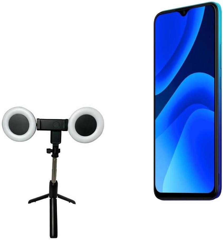 Штанд со боксер и монтирање компатибилен со Blu G51 Plus - SelfiePod на Rinllight, Selfie Stick Extendable Arm со прстенеста светлина