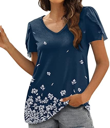 Летна есен Внек Топ кошула за жени 2023 Облека Y2K Краток ракав Памук Графички печати цветен кошула 0Q 0Q