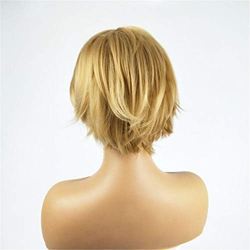 Andongnywell кратка платина русокоса човечка коса перика за жени мешаат перика со тресок природна дневна употреба коса