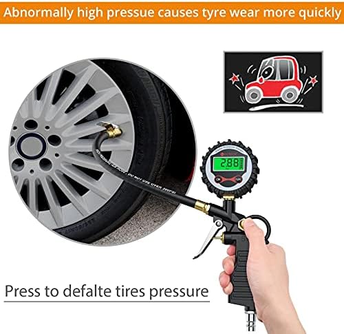 XWWDP дигитални автомобилски гуми во гума на воздухот притисок на воздухот на инфлаторот LCD LCD дисплеј LED задно осветлување на возилото