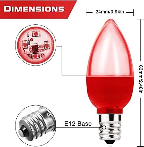 Anivona C7 ЦРВЕНА LED Сијалица, 1.5 W S6 Црвена Боја Сијалица, 15w Блескаво Еквивалентно Ноќно Светло Мини LED Сијалица, Јасно Стакло E12