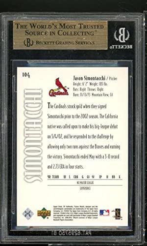 Дебитантска картичка Jејсон Симонтачи 2002 SP автентична 104 BGS 9,5