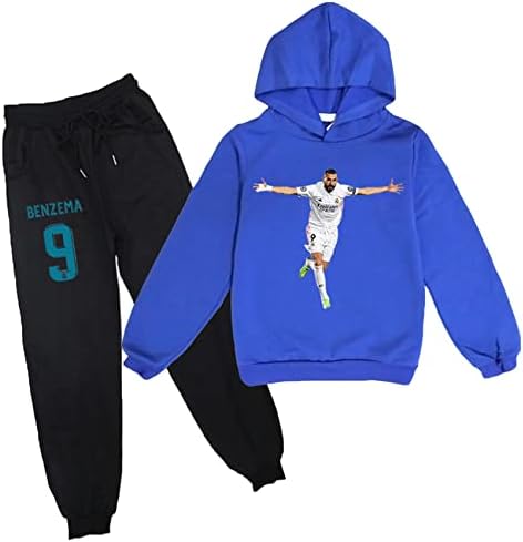 Дуулун 2 парчиња облека за момчиња Бензама атлетска облека поставува пад на обичните тренерки за худи и џемпери за џемпери