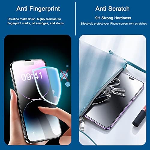 SOOPUR [2 Пакет Мат Заштитник На Екранот За Приватност за iPhone 14 Pro Max 6.7, Анти-Отсјај Анти-Шпион Отпорен На Гребење Калено Стакло