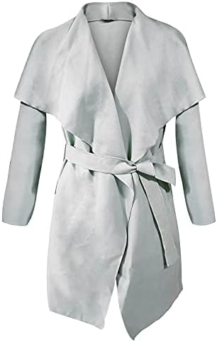 Narhbrg Womenенски ров палто женски лаптол волна обвивка од грашок од грашок отворена предна палто со палто за надворешна облека кардиган