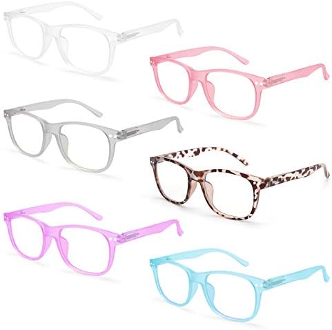 Аксота 6 Пакет Очила За Читање Сина Светлина Блокирање За Жени/Мажи, Компјутерски Очила Без Рецепт Модни Лажни Очила