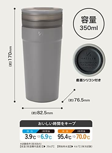 CB Јапонија UCA Tumbler, вакуум изолиран, 11,8 fl Oz, Grey, Вклучена внатрешна чаша, безбедно машина за миење садови, топло и ладно