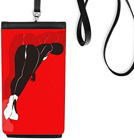 Легнат црвена убава жена телефонска паричник чанта што виси мобилна торбичка црн џеб