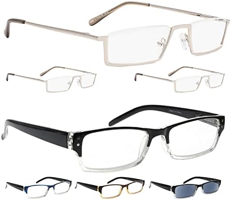 Лур 3 пакува очила со метал со метал со метал + 4 пакувања класични очила за читање