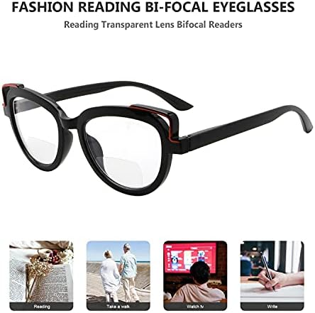 Очила за Очи 4-спакувајте Бифокални Очила За Читање Дизајн На Мачкино Око Би-фокални Читатели Жени +3.00