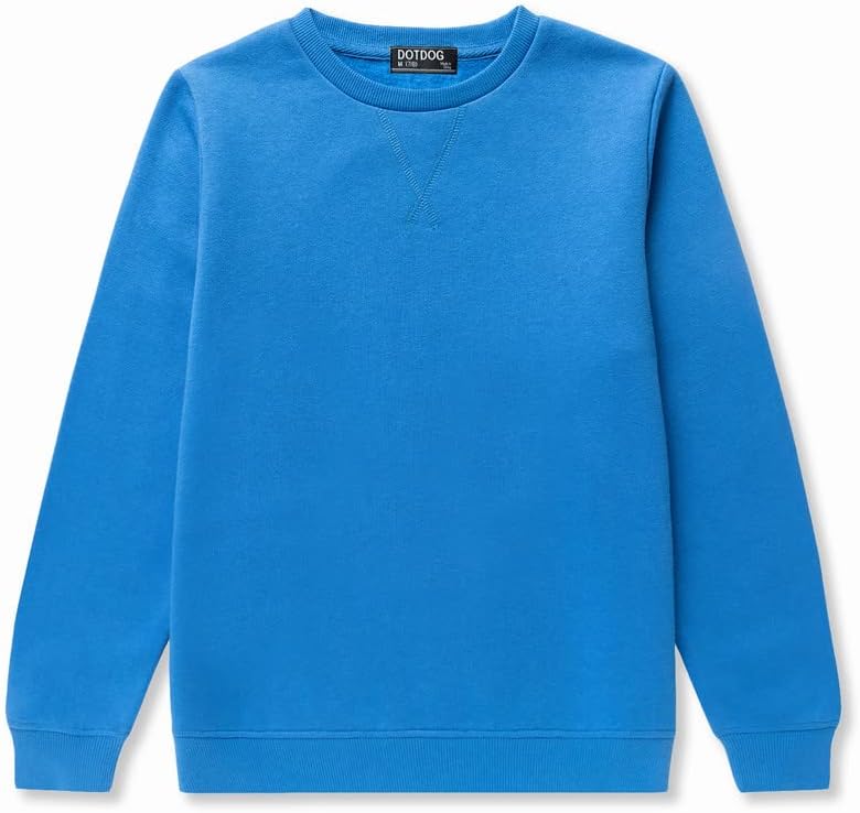 Dotdog Unisex Youth Soft Brushed Reece Basic Crewneck Pullover Sweatshirt за момчиња или девојчиња