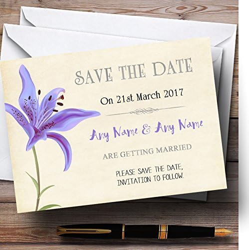 Виолетова Крин Гроздобер Персонализирана Свадба Зачувајте Ги Картичките За Датум