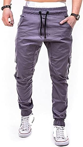 Машки влечење на половината воени џогерни панталони хип хоп товар мулти џебови панталони обични тенок фит атлетика