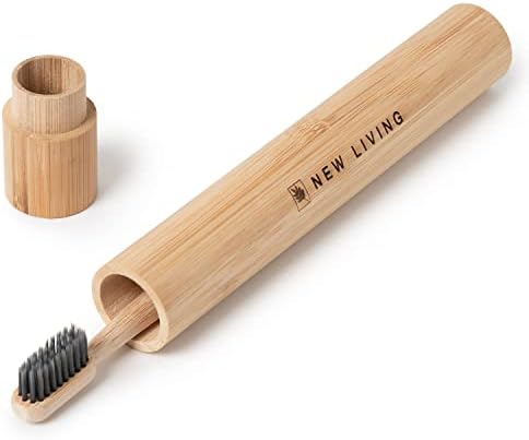 Нова жива бамбус четка за заби и држач | Случај за носење бамбус со вклучена постојана четка за заби од бамбус | Биоразграден